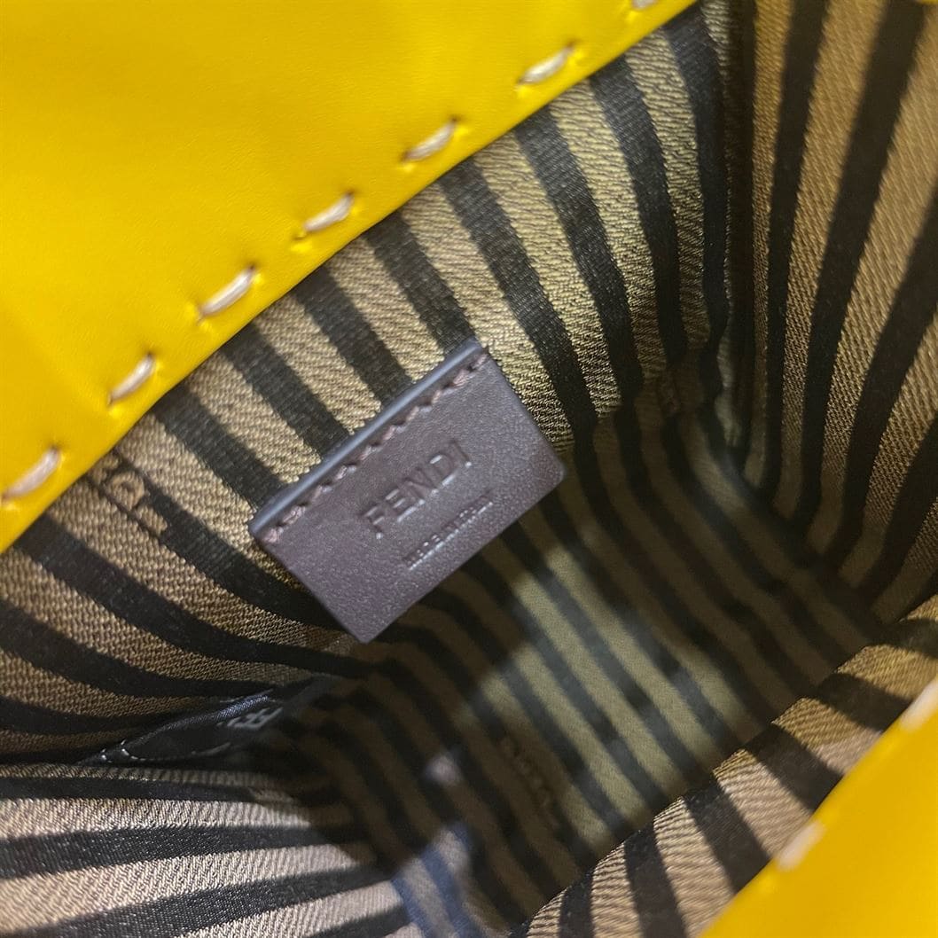 FENDI MINI SUNSHINE SHOPPER YELLOW LEATHER MINI BAG – F013
