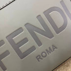 FENDI SUNSHINE MEDIUM GREY LEATHER SHOPPER BAG – F016