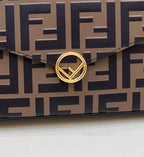 FENDI WALLET ON CHAIN WITH POUCHES BROWN LEATHER MINI BAG – F056