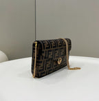 FENDI WALLET ON CHAIN WITH POUCHES BROWN LEATHER MINI BAG – F056