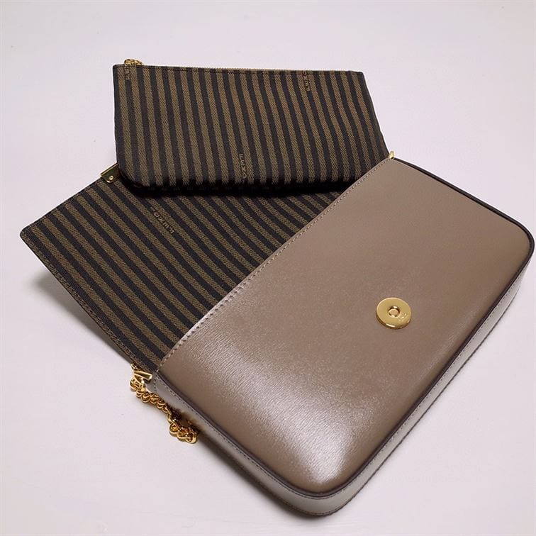 FENDI WALLET ON CHAIN WITH POUCHES BROWN MINI BAG – F055