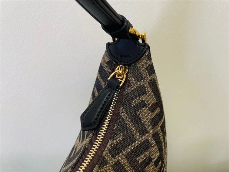FENDIGRAPHY SMALL BROWN FF FABRIC BAG – F023