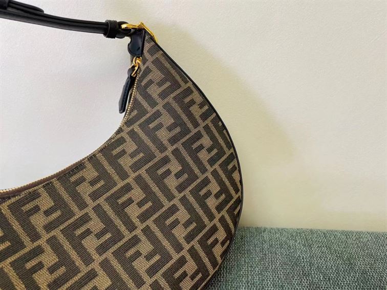 FENDIGRAPHY SMALL BROWN FF FABRIC BAG – F023