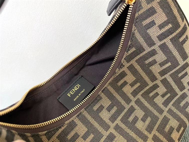 FENDIGRAPHY SMALL BROWN FF FABRIC BAG – F023