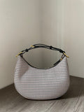 FENDIGRAPHY SMALL BROWN HOUNDSTOOTH WOOL BAG – F025