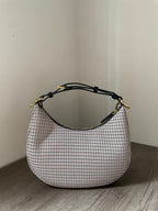 FENDIGRAPHY SMALL BROWN HOUNDSTOOTH WOOL BAG – F025