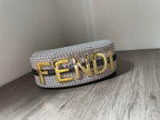 FENDIGRAPHY SMALL BROWN HOUNDSTOOTH WOOL BAG – F025