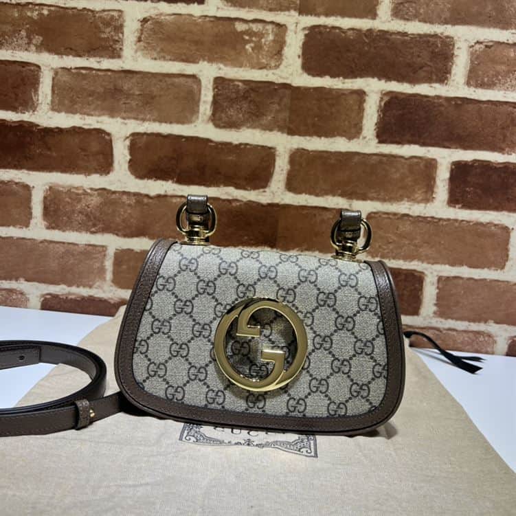 GUCCI BLONDIE MINI SHOULDER BAG WITH BEIGE AND EBONY GG SUPREME CANVAS – GB78