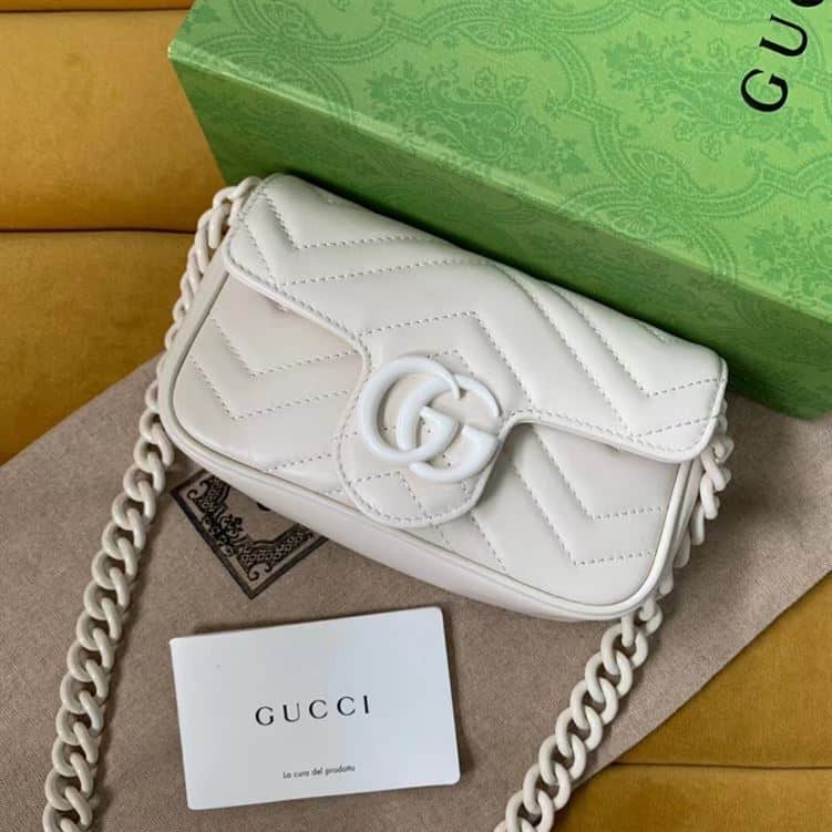 GUCCI GG MARMONT BELT BAG IN WHITE LEATHER – GB64