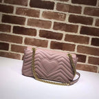 GUCCI GG MARMONT SMALL SHOULDER BAG DUSTY PINK LEATHER – GB61