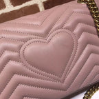 GUCCI GG MARMONT SMALL SHOULDER BAG DUSTY PINK LEATHER – GB61