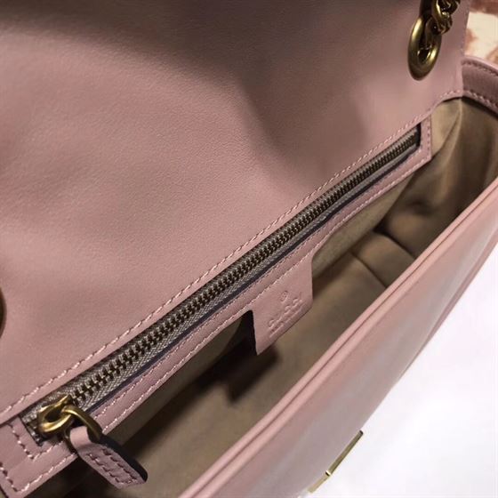 GUCCI GG MARMONT SMALL SHOULDER BAG DUSTY PINK LEATHER – GB61