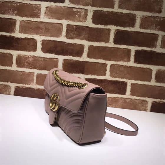 GUCCI GG MARMONT SMALL SHOULDER BAG DUSTY PINK LEATHER – GB61