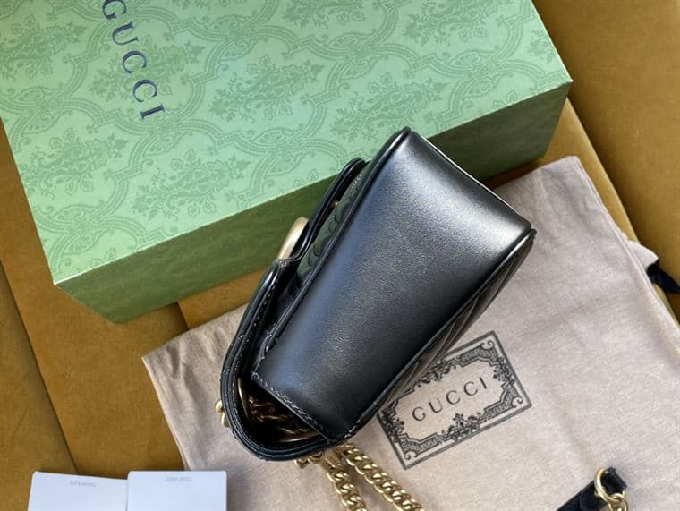 GUCCI GG MARMONT SMALL SHOULDER BAG IN BLACK LEATHER – GB58