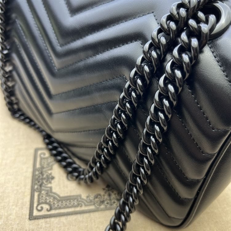GUCCI GG MARMONT SMALL SHOULDER BAG IN BLACK LEATHER – GB63