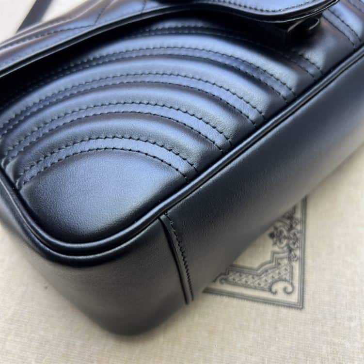 GUCCI GG MARMONT SMALL SHOULDER BAG IN BLACK LEATHER – GB63