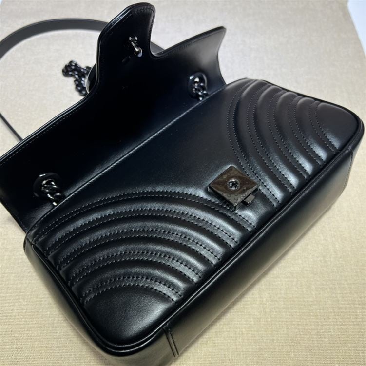 GUCCI GG MARMONT SMALL SHOULDER BAG IN BLACK LEATHER – GB63