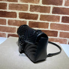 GUCCI GG MARMONT SMALL SHOULDER BAG IN BLACK LEATHER – GB63