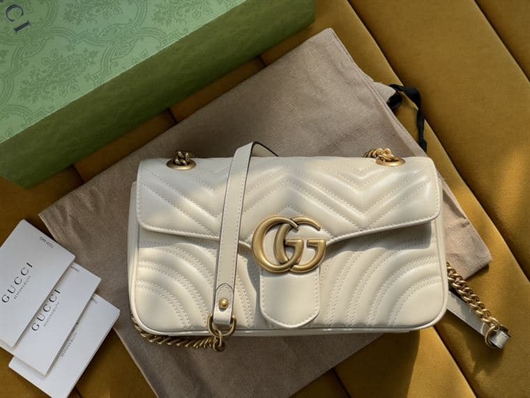 GUCCI GG MARMONT SMALL SHOULDER BAG IN WHITE LEATHER – GB59