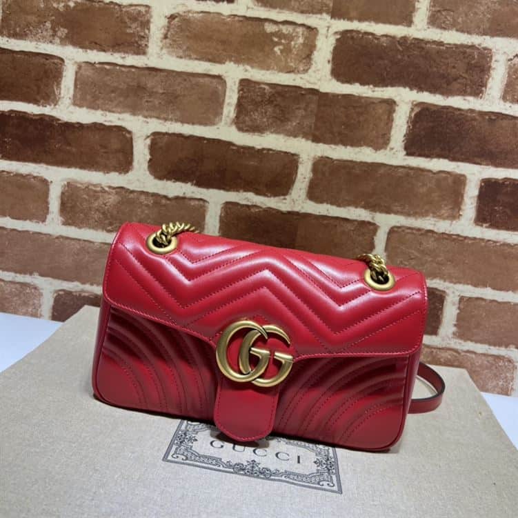GUCCI GG MARMONT SMALL SHOULDER BAG RED LEATHER – GB62