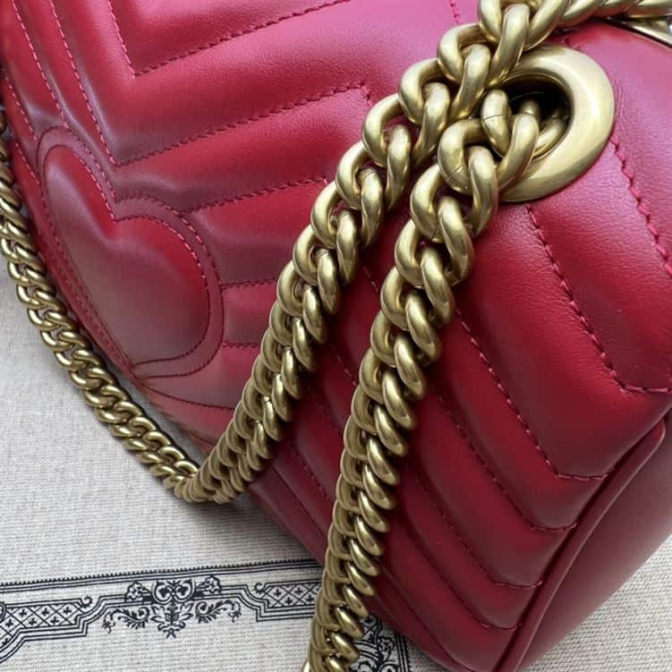 GUCCI GG MARMONT SMALL SHOULDER BAG RED LEATHER – GB62