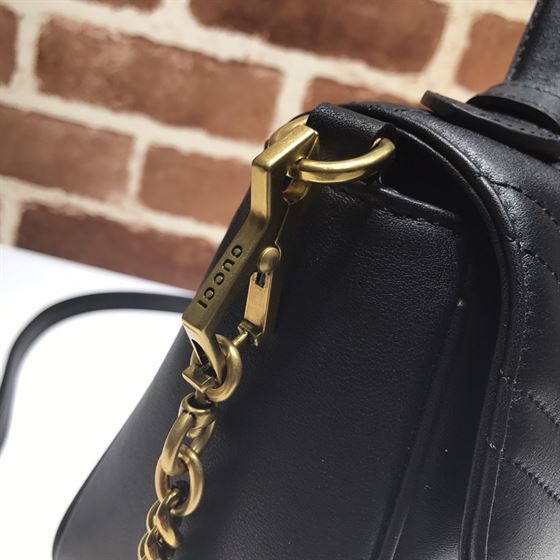 GUCCI GG MARMONT SMALL TOP HANDLE BAG IN BLACK LEATHER – GB50