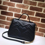 GUCCI GG MARMONT SMALL TOP HANDLE BAG IN BLACK LEATHER – GB50