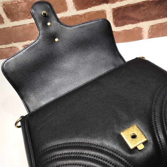 GUCCI GG MARMONT SMALL TOP HANDLE BAG IN BLACK LEATHER – GB50