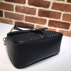 GUCCI GG MARMONT SMALL TOP HANDLE BAG IN BLACK LEATHER – GB50