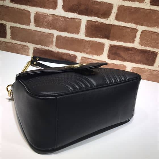 GUCCI GG MARMONT SMALL TOP HANDLE BAG IN BLACK LEATHER – GB50