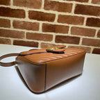 GUCCI GG MARMONT SMALL TOP HANDLE BAG IN BROWN LEATHER – GB52