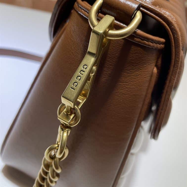 GUCCI GG MARMONT SMALL TOP HANDLE BAG IN BROWN LEATHER – GB52