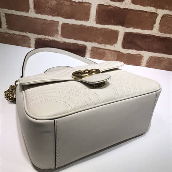 GUCCI GG MARMONT SMALL TOP HANDLE BAG IN WHITE LEATHER – GB51