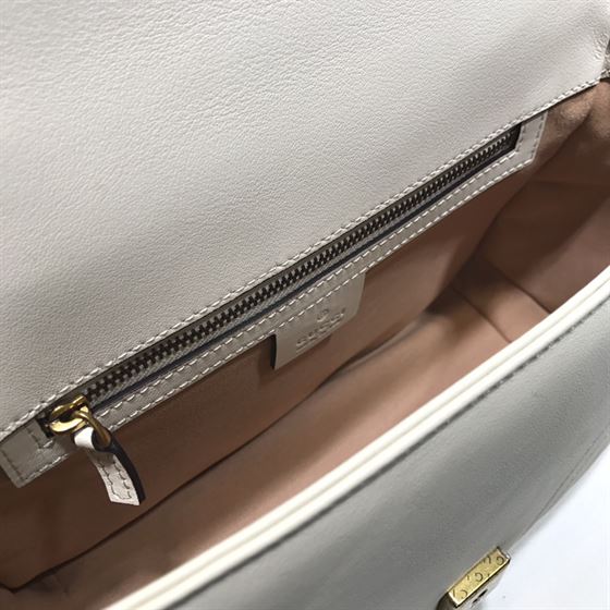 GUCCI GG MARMONT SMALL TOP HANDLE BAG IN WHITE LEATHER – GB51