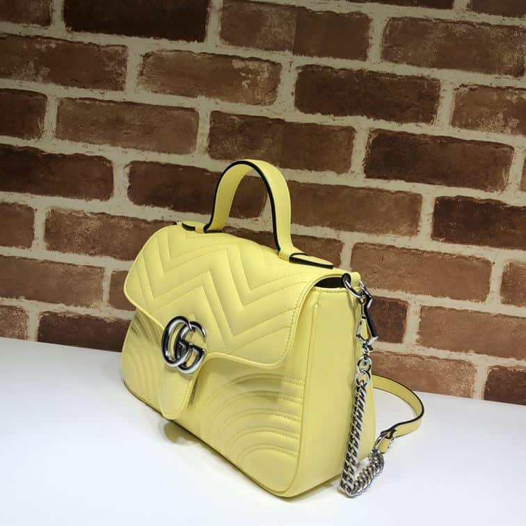 GUCCI GG MARMONT SMALL TOP HANDLE BAG IN YELOW LEATHER – GB53