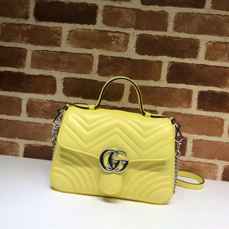 GUCCI GG MARMONT SMALL TOP HANDLE BAG IN YELOW LEATHER – GB53