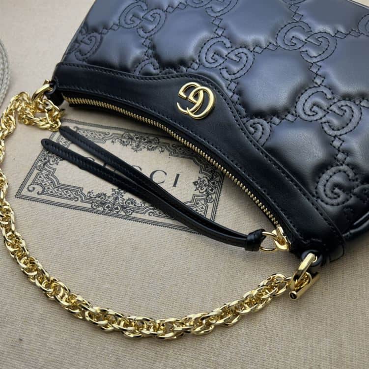 GUCCI GG MATELASSE HANDBAG WITH BLACK LEATHER – GB89