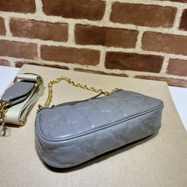 GUCCI GG MATELASSE HANDBAG WITH GREY LEATHER – GB90