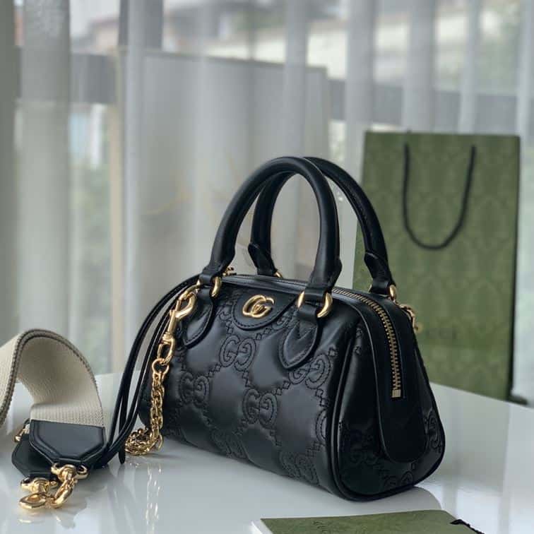 GUCCI GG MATELASSE MINI BAG IN BLACK LEATHER – GB69