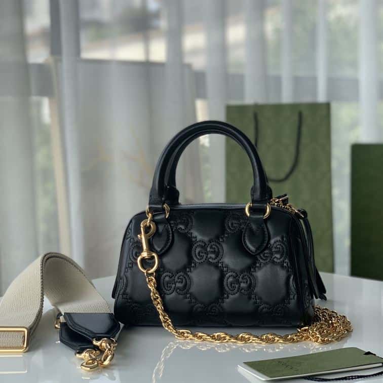 GUCCI GG MATELASSE MINI BAG IN BLACK LEATHER – GB69