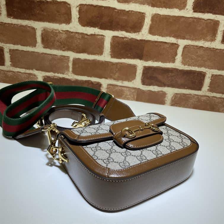 GUCCI HORSEBIT 1955 MINI BAG IN BEIGE AND EBONY GG SUPREME CANVAS – GB01