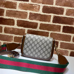 GUCCI HORSEBIT 1955 MINI BAG IN BEIGE AND EBONY GG SUPREME CANVAS – GB01