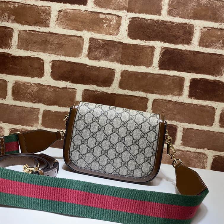 GUCCI HORSEBIT 1955 MINI BAG IN BEIGE AND EBONY GG SUPREME CANVAS – GB01