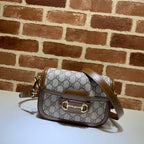GUCCI HORSEBIT 1955 MINI BAG IN BEIGE AND EBONY GG SUPREME CANVAS – GB01