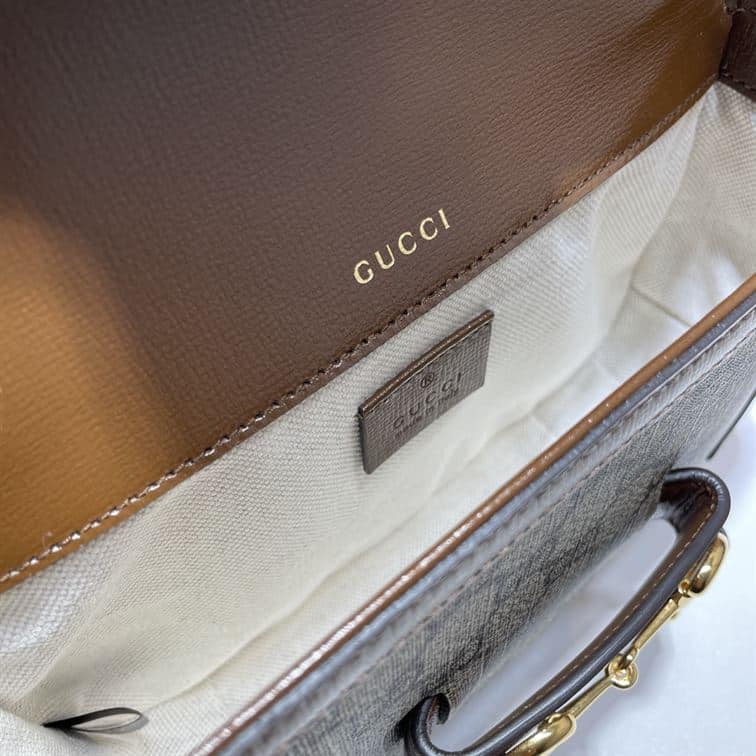 GUCCI HORSEBIT 1955 MINI BAG IN BEIGE AND EBONY GG SUPREME CANVAS – GB01