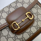 GUCCI HORSEBIT 1955 MINI BAG IN BEIGE AND EBONY GG SUPREME CANVAS – GB01