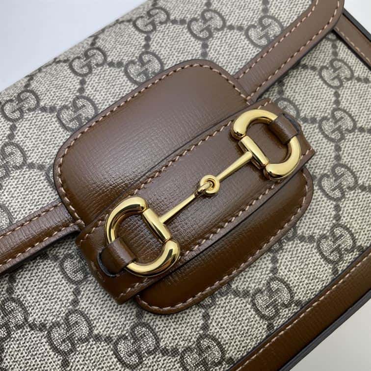 GUCCI HORSEBIT 1955 MINI BAG IN BEIGE AND EBONY GG SUPREME CANVAS – GB01
