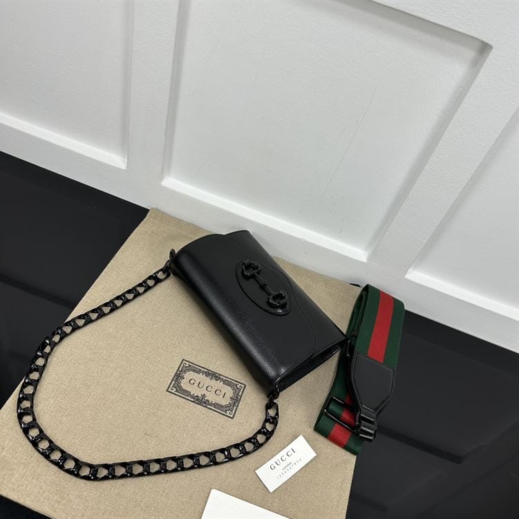 GUCCI HORSEBIT 1955 MINI BAG IN BLACK LEATHER – GB33