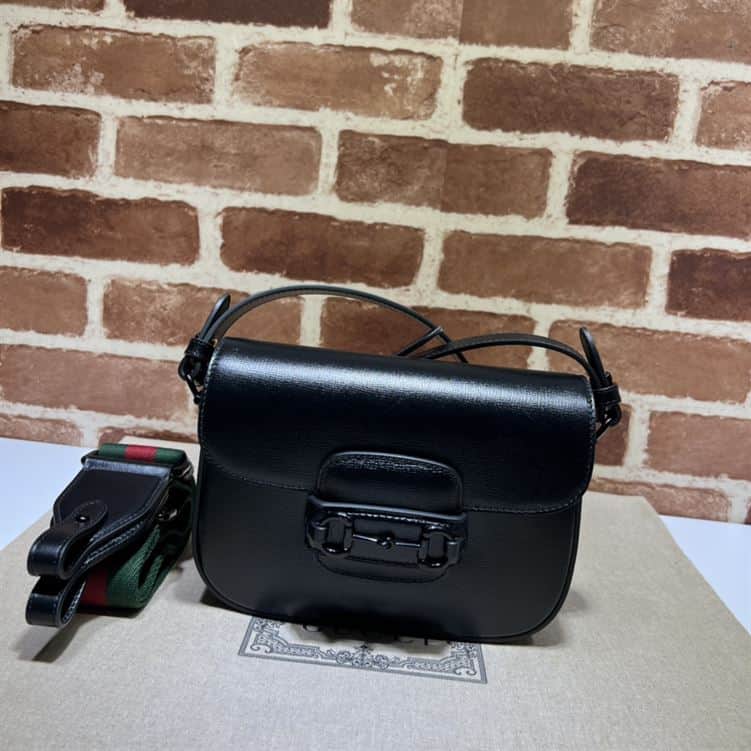 GUCCI HORSEBIT 1955 SMALL SHOULDER BAG BLACK LEATHER – GB24