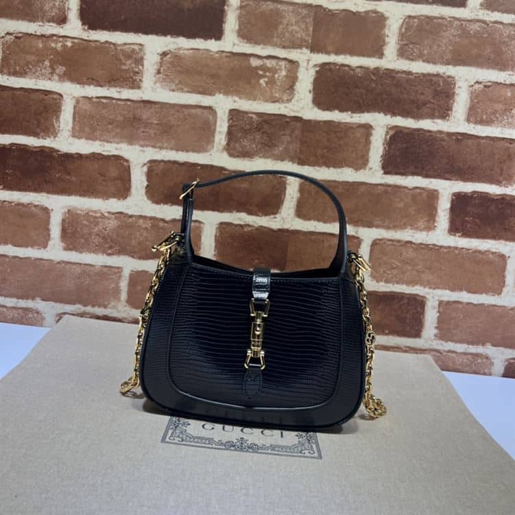 GUCCI JACKIE 1961 LIZARD MINI BAG IN BLACK – GB77
